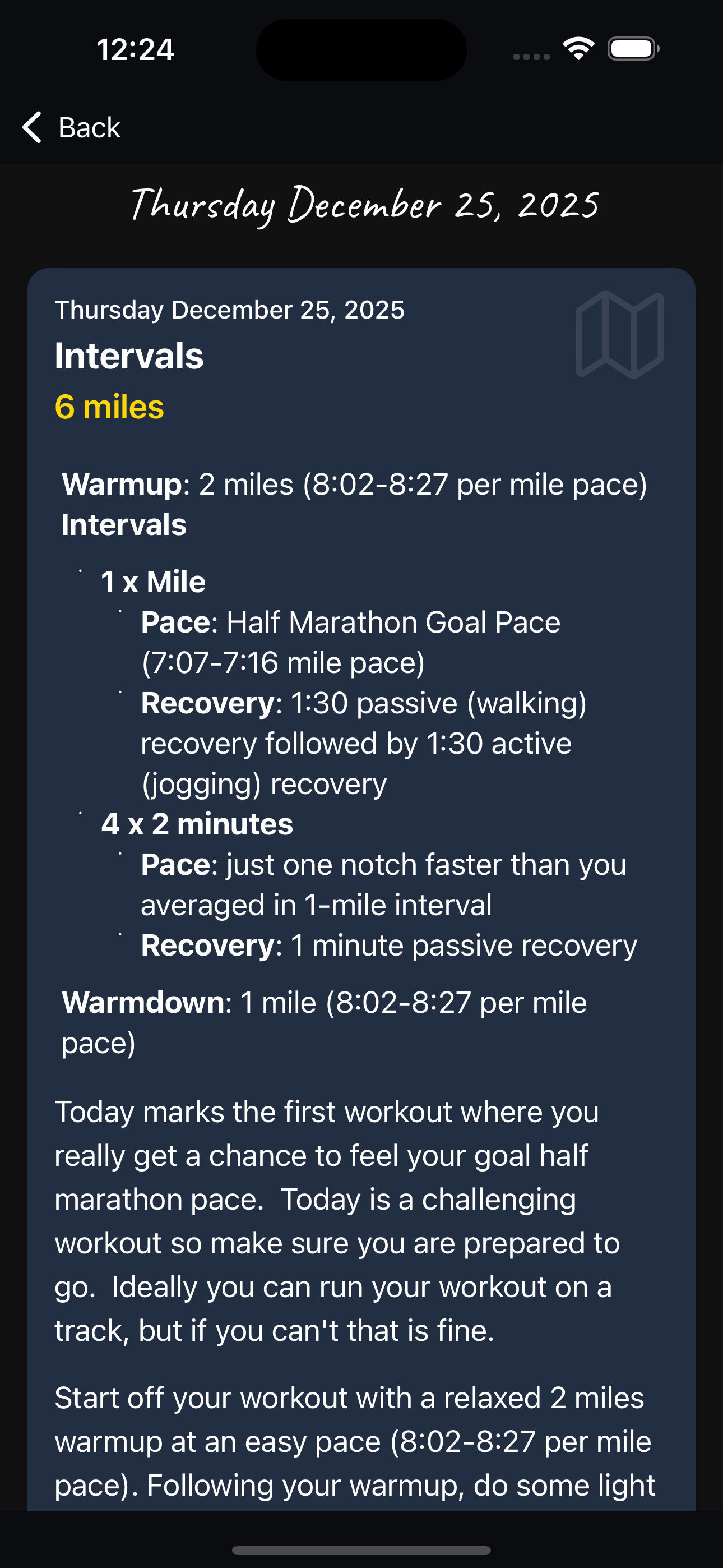 RUNtrix workout detail screen